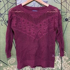 American Eagle Loose weave wine colored sweater